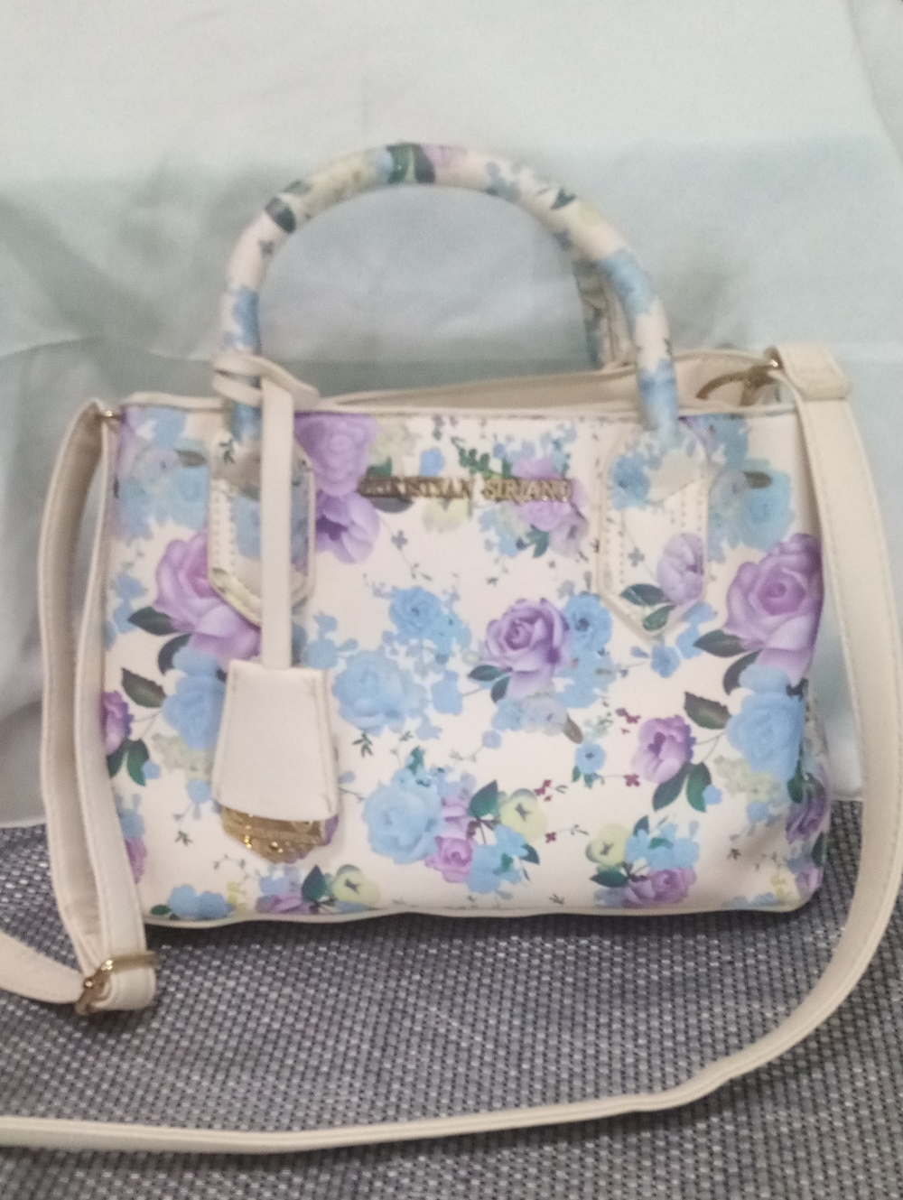 Christian Siriano Blue & Purple Floral Print Handbag
